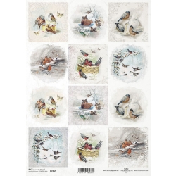 Papier ryżowy ITD A4 R2265 ptaszki, zima